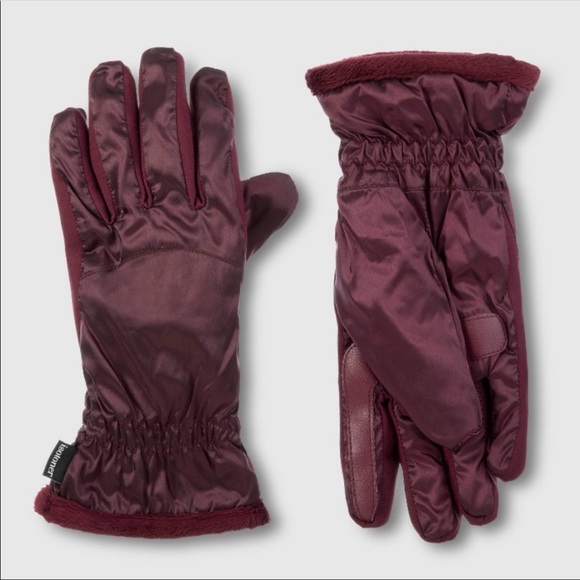 New Isotoner Women's Sleek Heat Gloves Touchscreen SmartDri Plum Purple - Picture 1 of 5